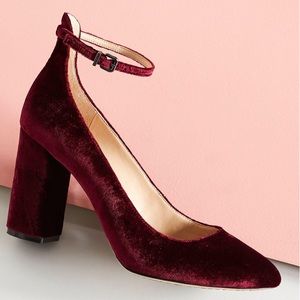 Gianni Bini red velvet heels/shoe with ankle strap